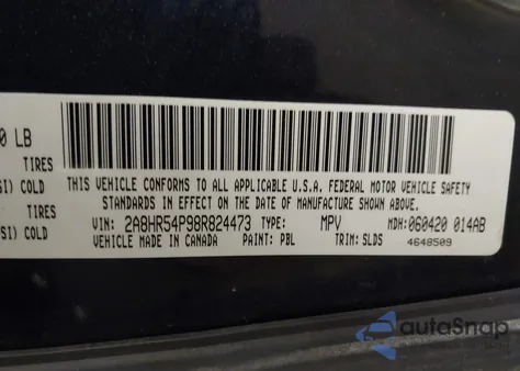 2008 Chrysler Town & Country Touring z USA, uszkodzony, nr VIN 2A8HR54P98R824473